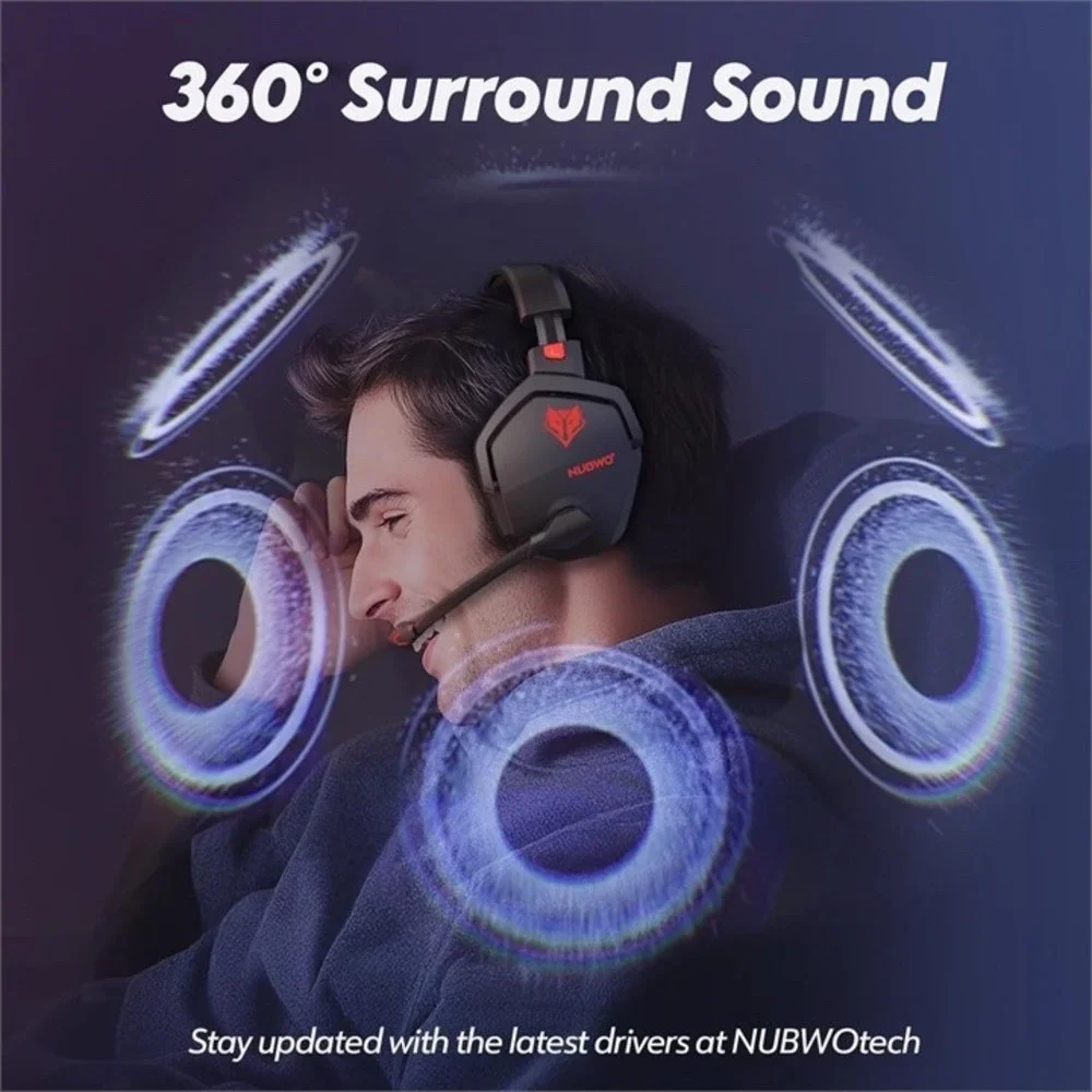 NUBWO G06 Wireless Gaming Headset Bluetooth 5.3 2.4GHz for PC PS5 PS4 Switch Red